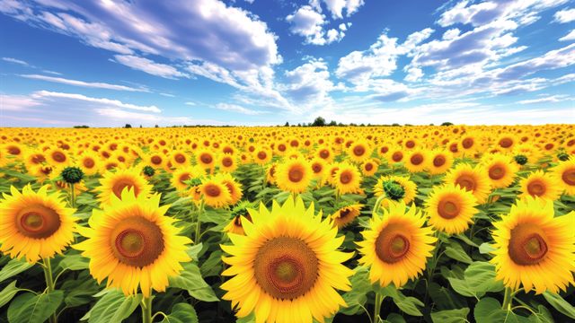Campo de girasol en floración a cielo abierto